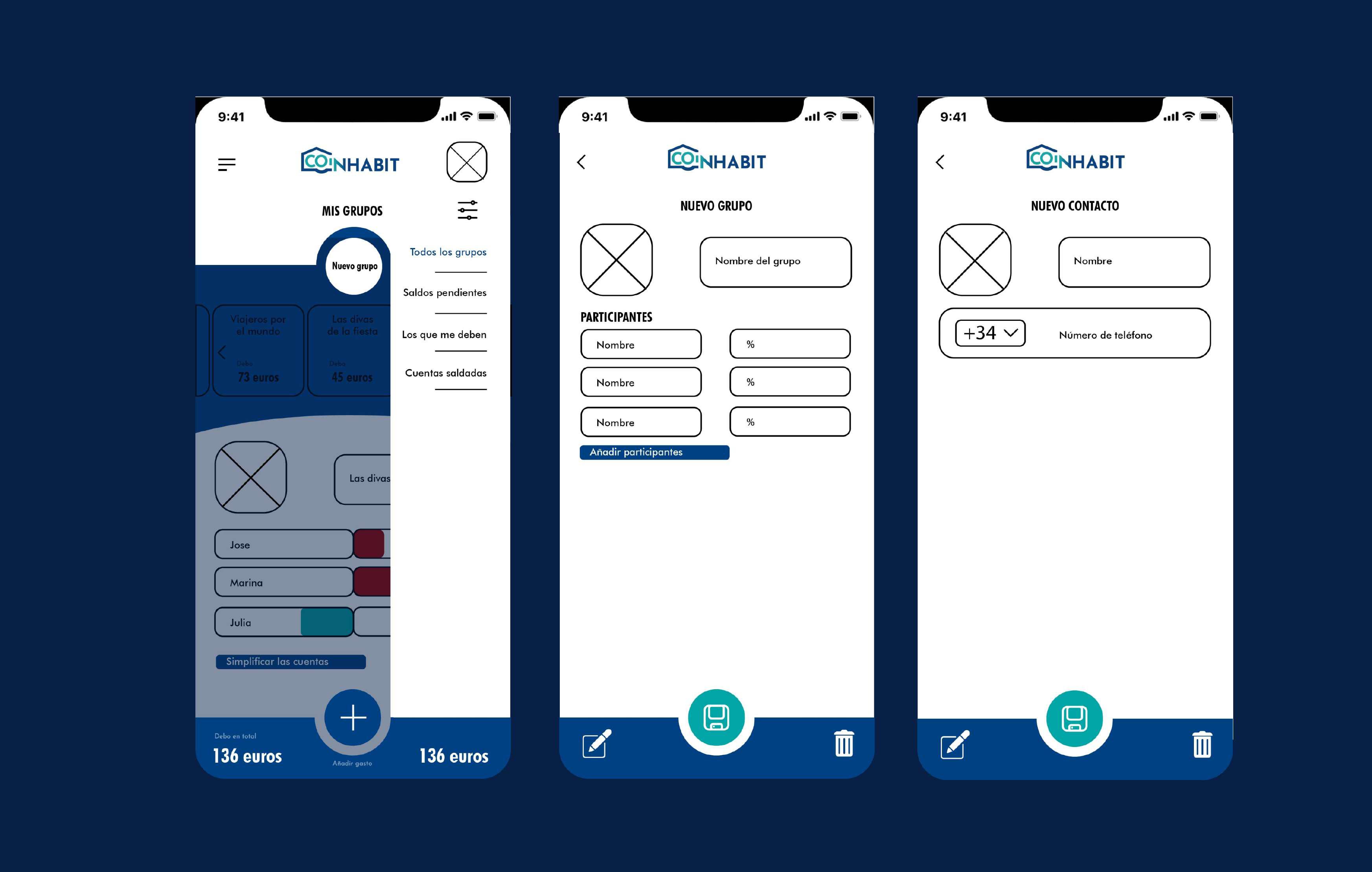 Coinhabit digital product screens